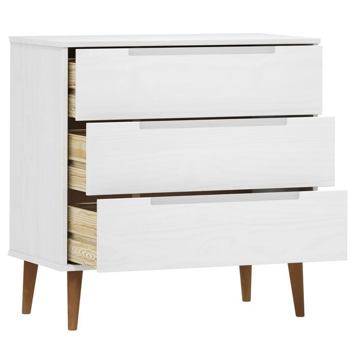 Commode MOLDE Blanc 80x40x80 cm Bois de pin massif - Photo n°5