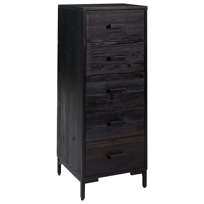 Commode Noir 42x35x110 cm Bois de pin massif - Photo n°2