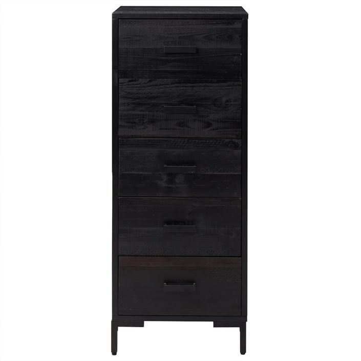 Commode Noir 42x35x110 cm Bois de pin massif - Photo n°3