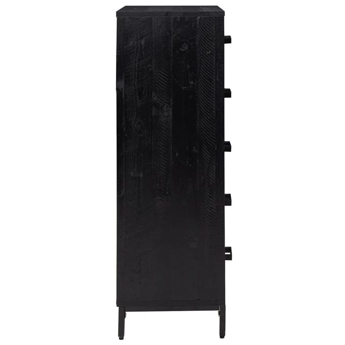 Commode Noir 42x35x110 cm Bois de pin massif - Photo n°5