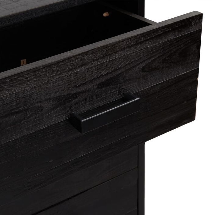 Commode Noir 42x35x110 cm Bois de pin massif - Photo n°7