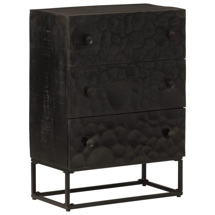 Commode noir 55x30x76 cm bois massif de manguier et fer - Photo n°1