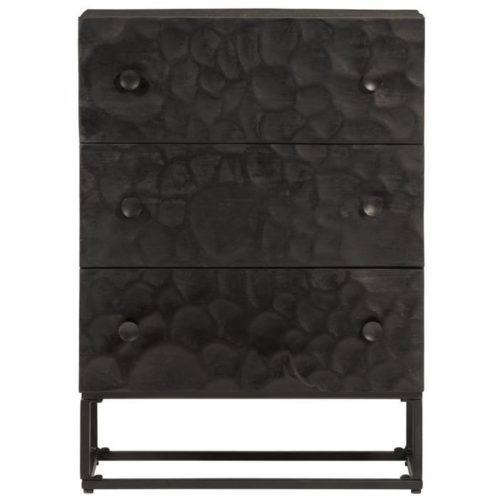 Commode noir 55x30x76 cm bois massif de manguier et fer - Photo n°3