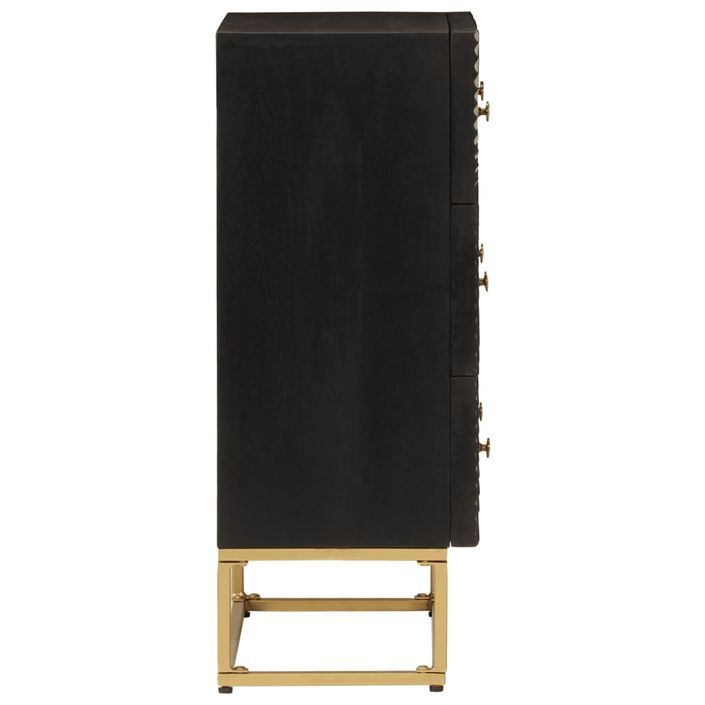 Commode noir 55x30x76 cm bois massif de manguier et fer - Photo n°4