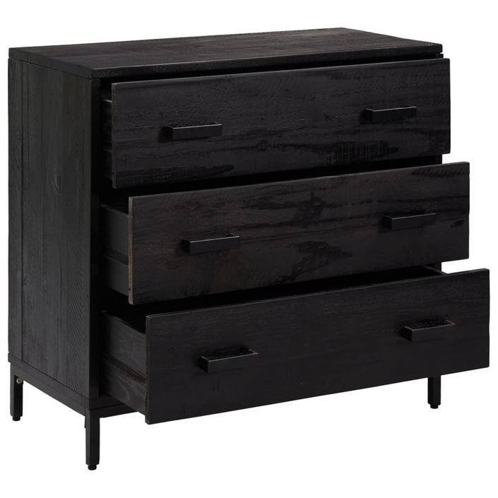 Commode Noir 75x35x70 cm Bois de pin massif - Photo n°4