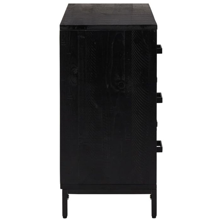 Commode Noir 75x35x70 cm Bois de pin massif - Photo n°5