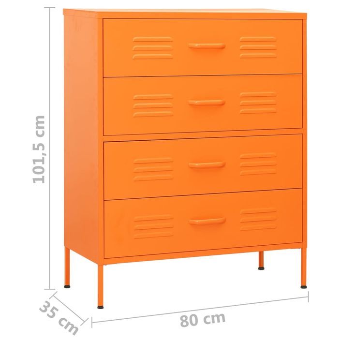 Commode Orange 80x35x101,5 cm Acier - Photo n°10