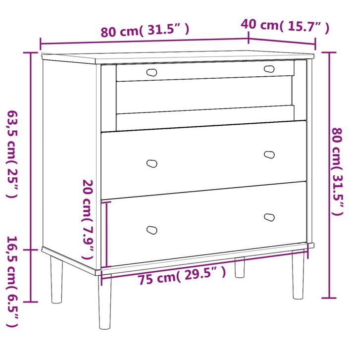 Commode SENJA aspect de rotin blanc bois de pin solide - Photo n°10