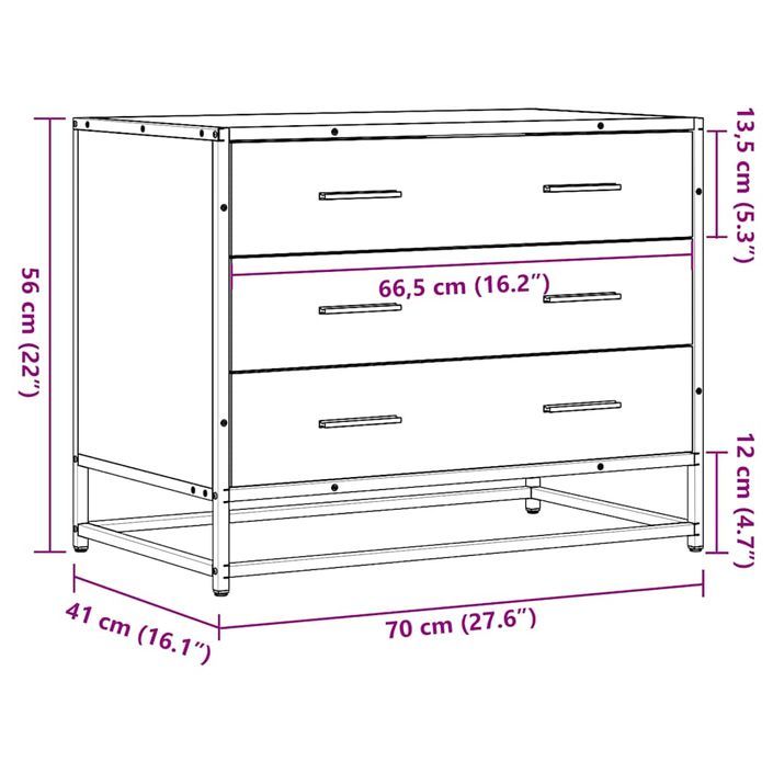 Commode sonoma gris 70x41x56 cm bois d'ingénierie - Photo n°10