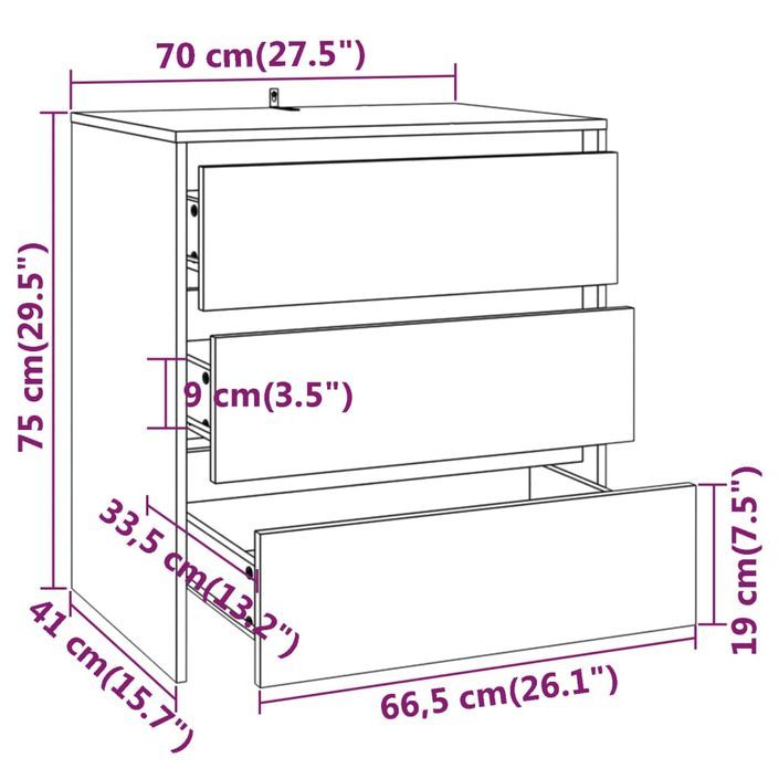 Commode Sonoma gris 70x41x75 cm - Photo n°8