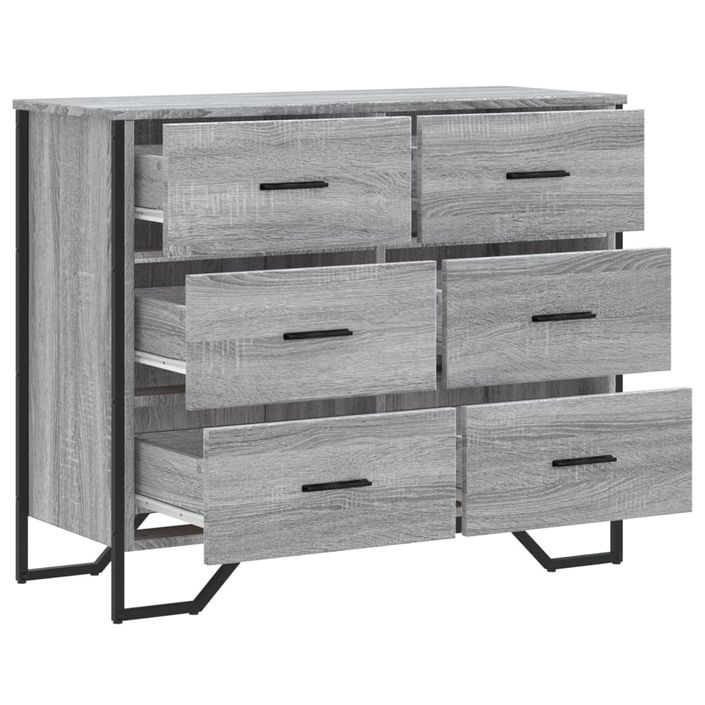 Commode sonoma gris 91x35,5x74,5 cm bois d'ingénierie - Photo n°7