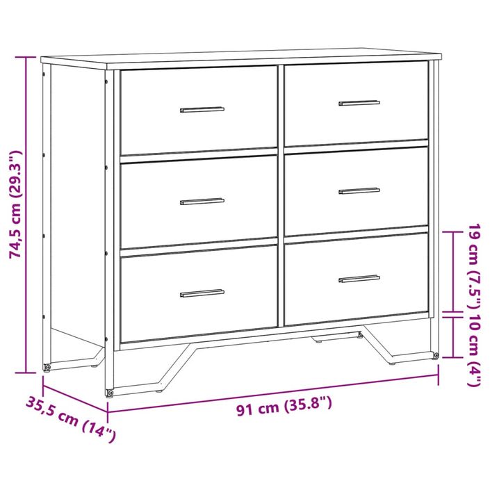 Commode sonoma gris 91x35,5x74,5 cm bois d'ingénierie - Photo n°10