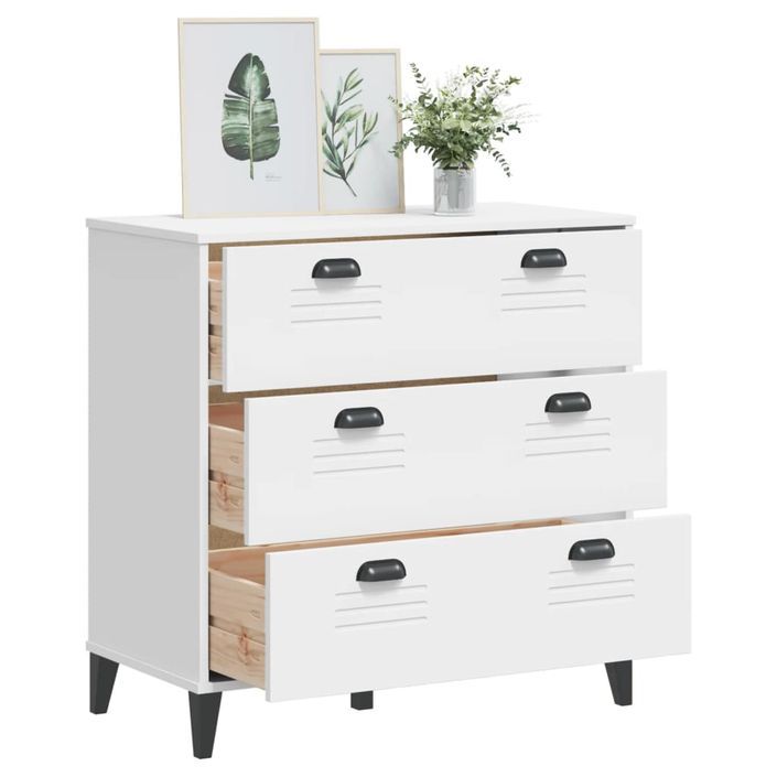 Commode VIKEN blanc bois de pin solide - Photo n°4