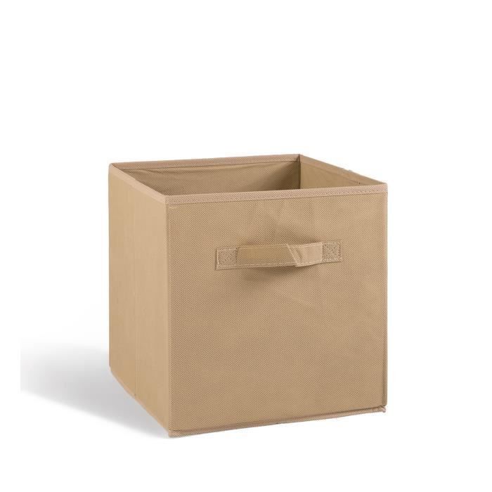 COMPO Tiroir de rangement - Tissu - 27x27x28 cm - Beige lin - Photo n°1