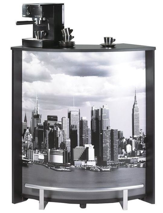 Comptoir de bar noir et imprimé Manhattan Snack 96 cm - Photo n°2