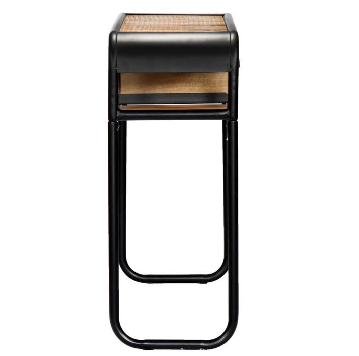 Console 1 tiroir manguier massif clair et métal noir Maneci 118 cm - Photo n°3
