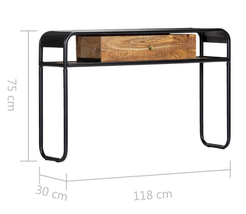 Console 1 tiroir manguier massif clair et métal noir Maneci 118 cm - Photo n°7