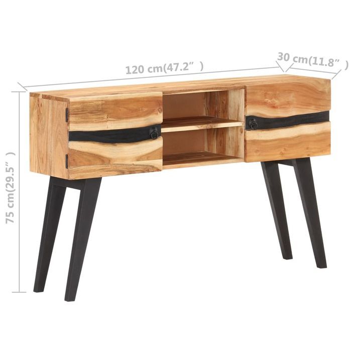 Console 120x30x75 cm Bois d'acacia solide - Photo n°8