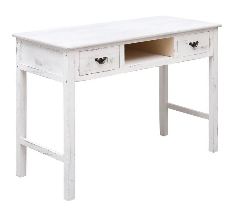 Console 2 tiroirs 1 niche paulownia blanc Krys - Photo n°1