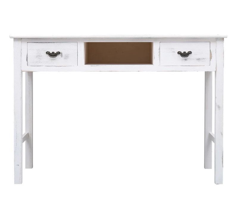 Console 2 tiroirs 1 niche paulownia blanc Krys - Photo n°4