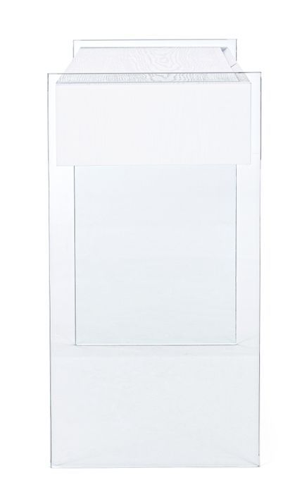 Console 2 tiroirs bois blanc et verre trempé Lina 110 cm - Photo n°6