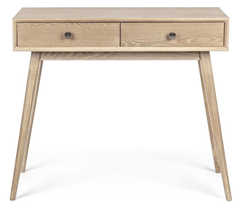 Console 2 tiroirs en bois de frêne naturel Yanky 90 cm - Photo n°1