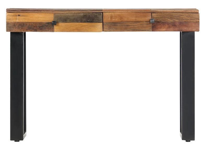 Console 2 tiroirs manguier massif foncé et pieds métal noir Beroa - Photo n°4