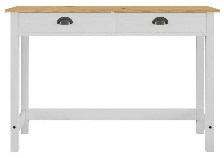 Console 2 tiroirs pin massif clair et blanc Ranny - Photo n°3