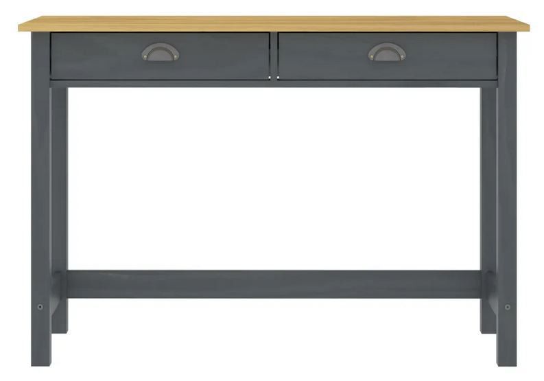 Console 2 tiroirs pin massif clair et gris Ranny - Photo n°3