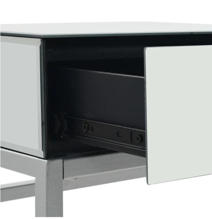 Console 2 tiroirs verre et métal blanc Glossy - Photo n°7