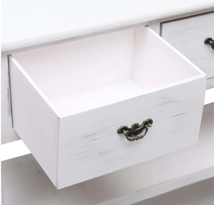 Console 3 tiroirs 2 étagères paulownia et peuplier massif blanc Amatar - Photo n°6