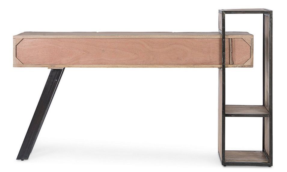 Console 3 tiroirs industrielle bois de manguier recyclé et acier noir Kramer 160 cm - Photo n°9