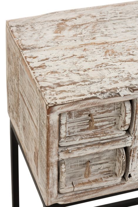 Console 8 tiroirs bois massif recyclé blanc Lali L 75 cm - Photo n°8