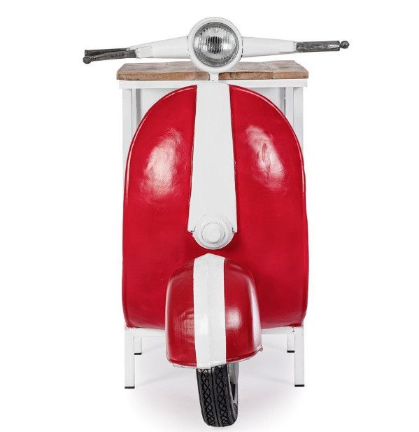 Console bar Vespa acier rouge et blanc mat avec étagere 104 cm - Photo n°3