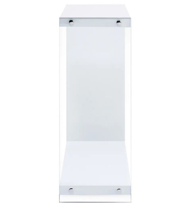 Console bois blanc brillant et verre trempé transparent Cubi - Photo n°3