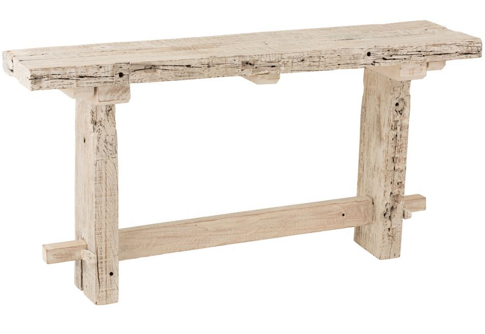 Console bois massif recyclé blanc délavé Liray L 150 cm - Photo n°1