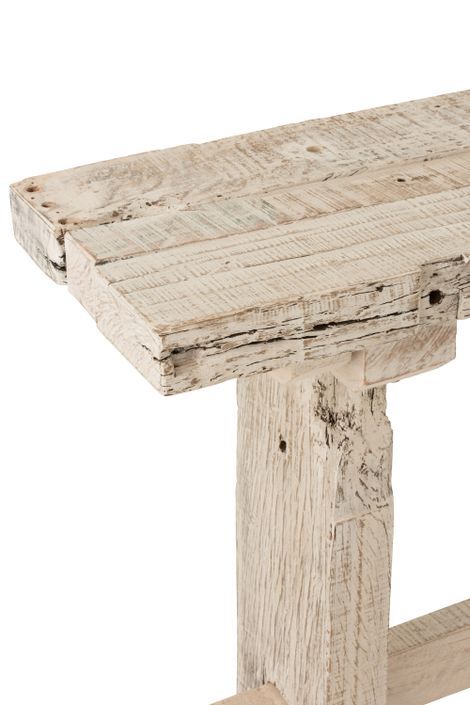 Console bois massif recyclé blanc délavé Liray L 150 cm - Photo n°5