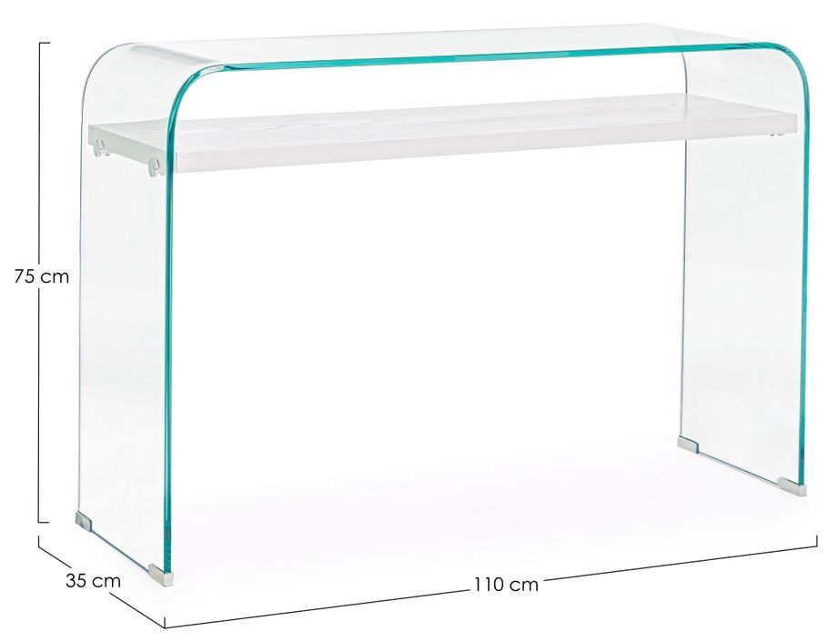 Console courbée verre transparent avec 1 niche Louiza 110 cm - Photo n°7