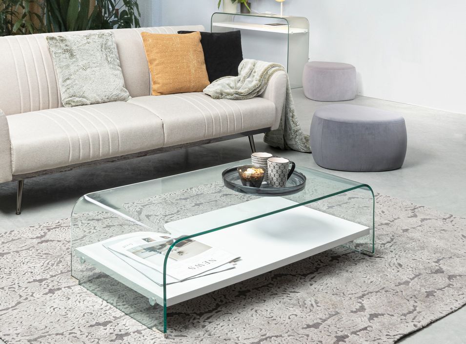 Console courbée verre transparent avec 1 niche Louiza 110 cm - Photo n°6