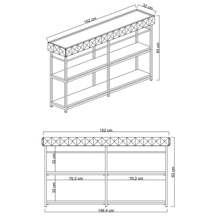 Console design bois blanc et métal doré Tonya 152 cm - Photo n°5