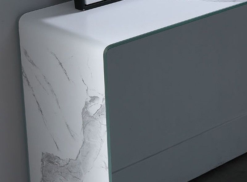 Console design verre effet marbre blanc Showa 110 cm - Photo n°3