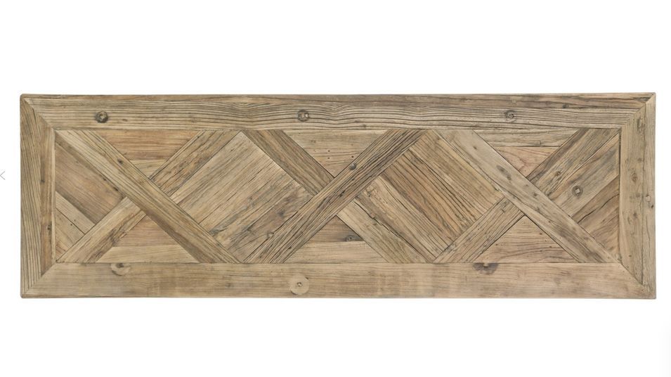 Console en bois d'orme avec plateau effet parquet vieilli Kaira - Photo n°4