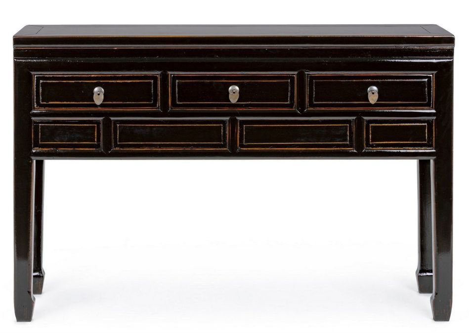 Console en bois d'orme noir 3 tiroirs Juan 128 cm - Photo n°1