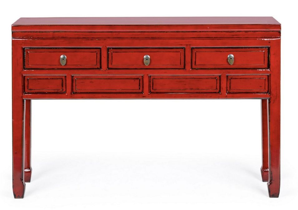 Console en bois d'orme rouge 3 tiroirs Juan 128 cm - Photo n°1