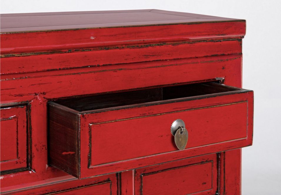 Console en bois d'orme rouge 3 tiroirs Juan 128 cm - Photo n°3