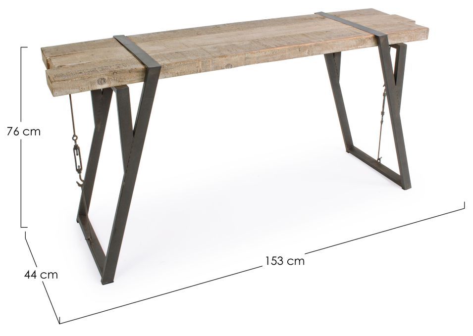 Console en bois de sapin et pieds en acier noir Bido L 153 cm - Photo n°3