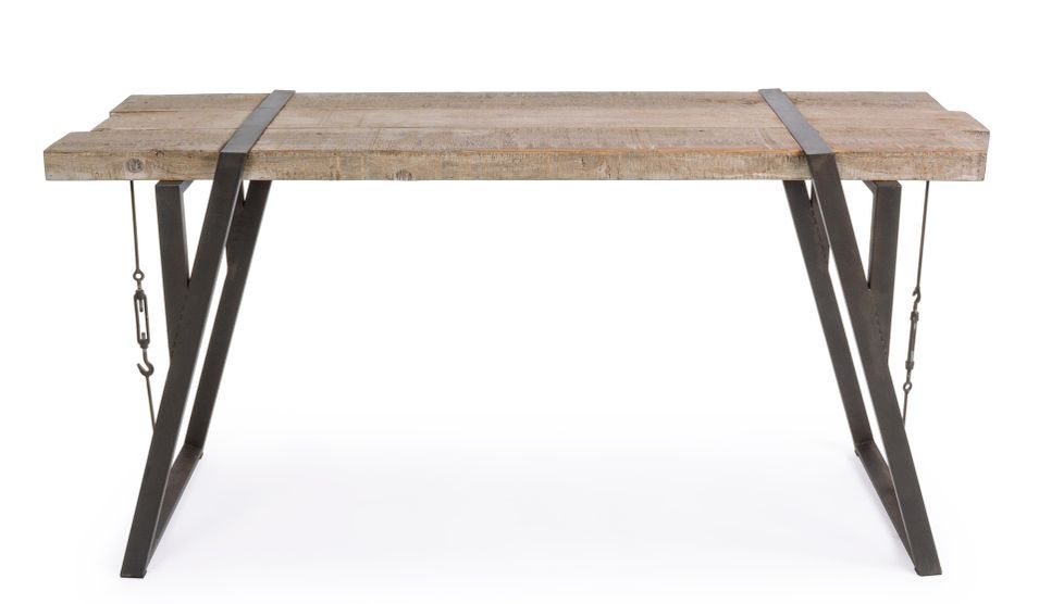 Console en bois de sapin et pieds en acier noir Bido L 153 cm - Photo n°5