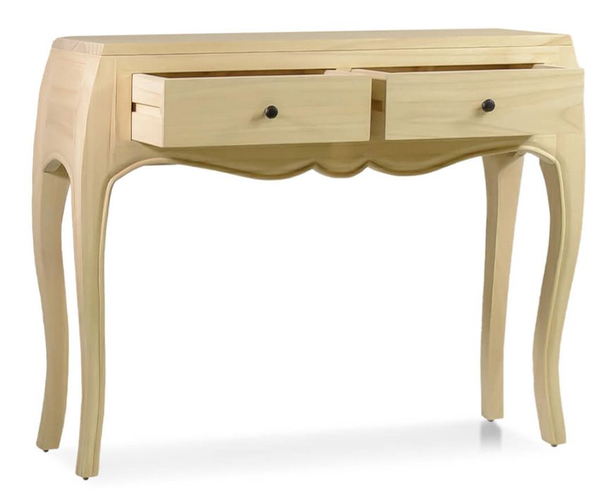 Console en bois massif naturel 2 tiroirs Kindo 105 cm - Photo n°2