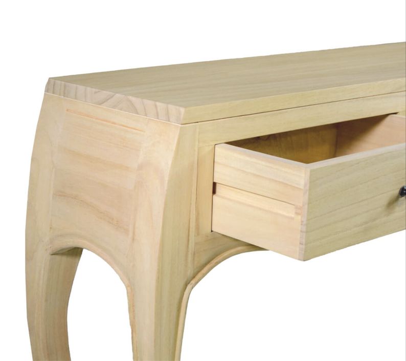 Console en bois massif naturel 2 tiroirs Kindo 105 cm - Photo n°4