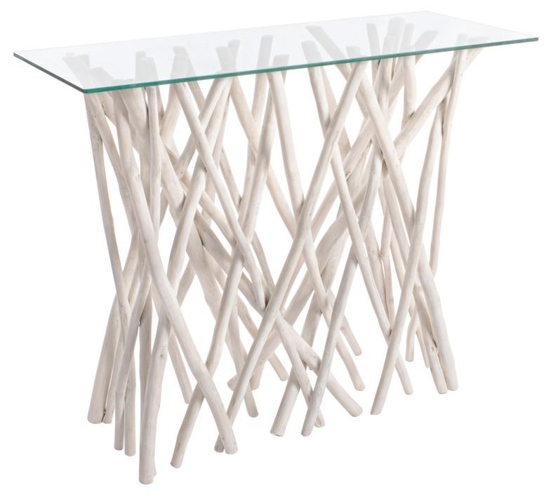 Console en branches teck et verre Sary L 100 cm - Photo n°1